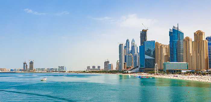 Pesach in Dubai. Panorama of Jumeirah Beach