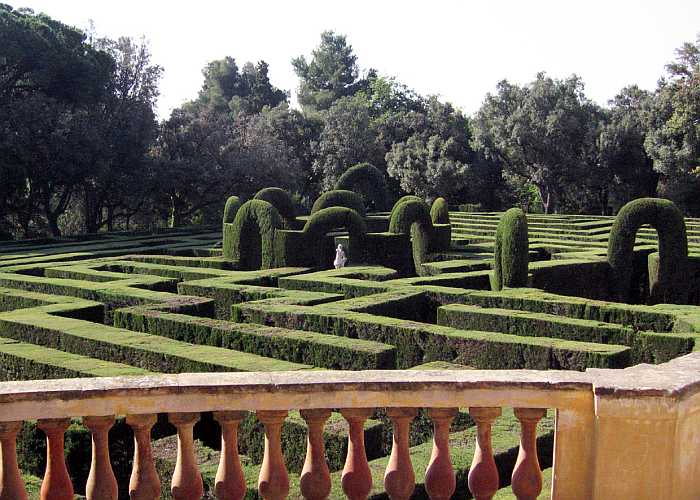 Labyrinth hedge maze in Parc del Laberint d'Horta in Barcelona.