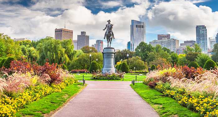 George Washington Monument at Public Garden in Boston.