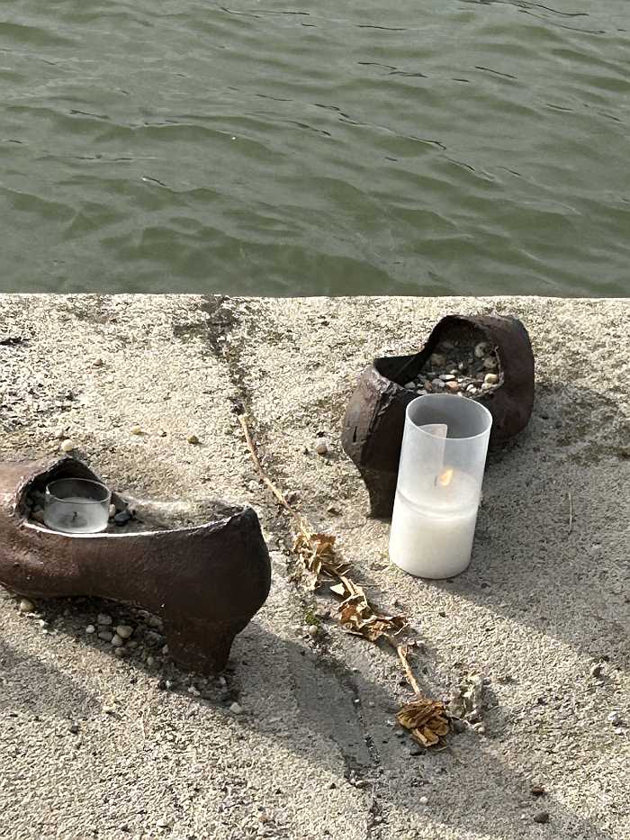 The Holocaust Shoe Memorial in Budapest, Hungary. 
