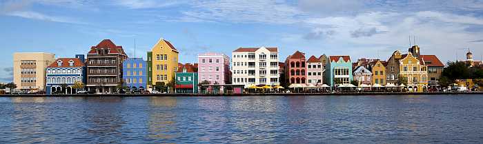 The Handelskade historic waterfront in Curacao.