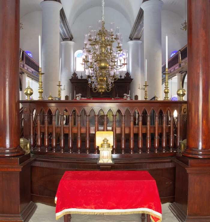 Interior view of the Mikve Israel-Emanuel synagogue in Curacao.
