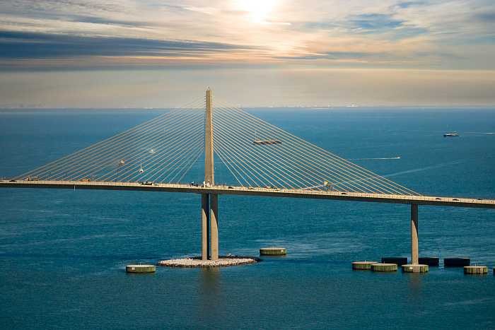 Skyway Bridge over Tampa Bay in Tampa, Florida.