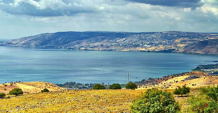 Sea view of the Galilee - kinneret lake from the mountain, Israel.