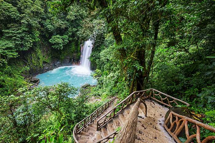kosher-friendly romantic destination guide - waterfall in rainforest in Costa Rica.
