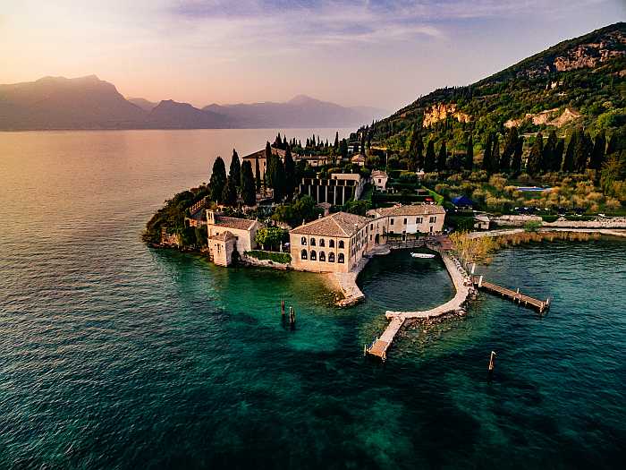 Aerial view of Lake Garda and Verona.