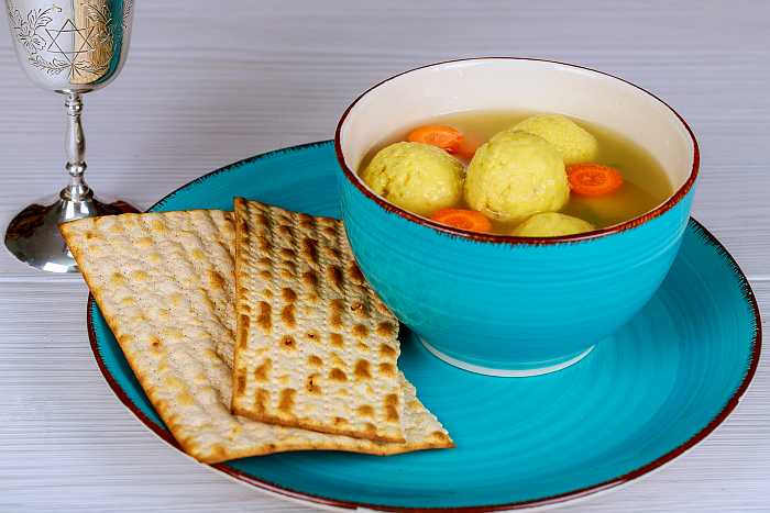 Matzah ball soup for Passover.