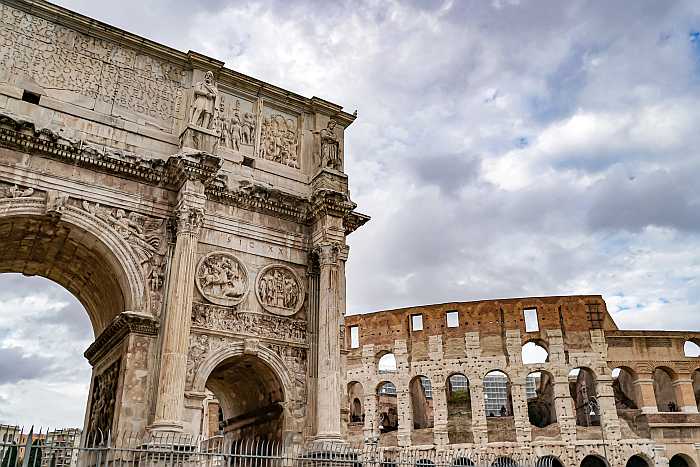 The Colosseum and Arch of Titus in Rome